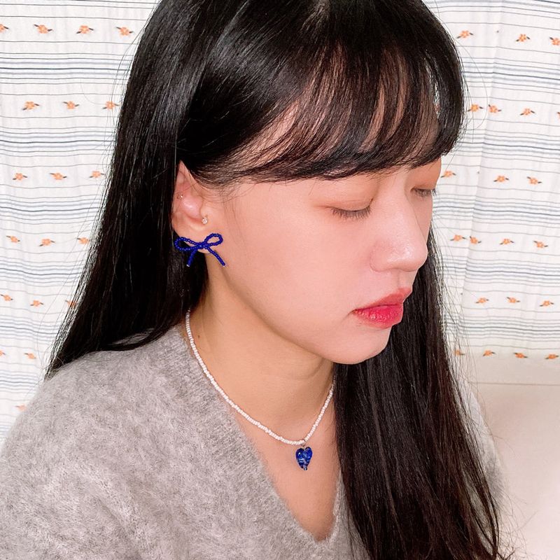 [MADE]Blue Love-Pearl Beads Necklace