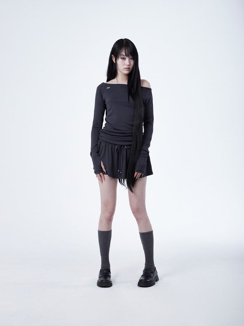 RAGLAN METAL LOGO DRESS [CHACOL]