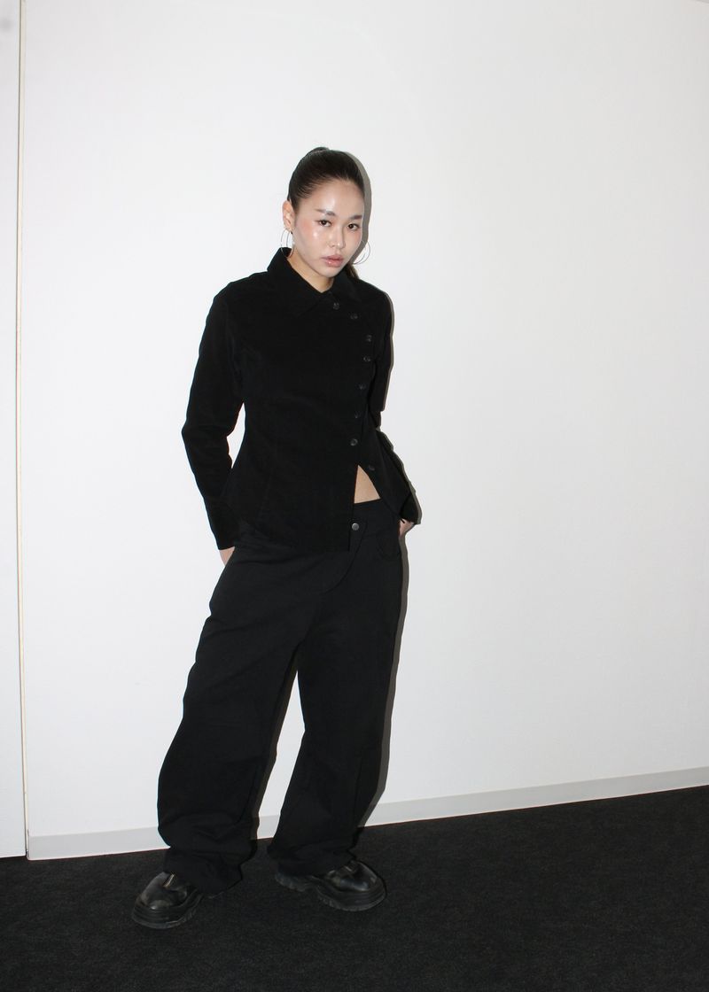 Side button shirts [Black]