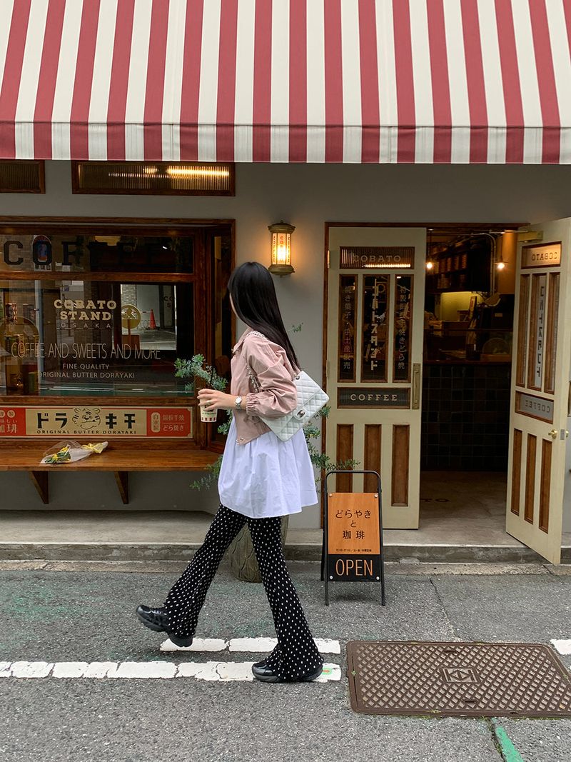 [MADE] Dot Pleated Long Bootcut Pants