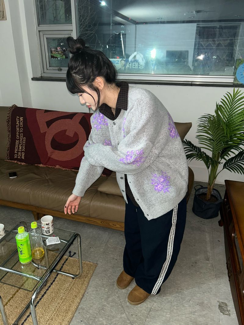 (2color) flower cardigan