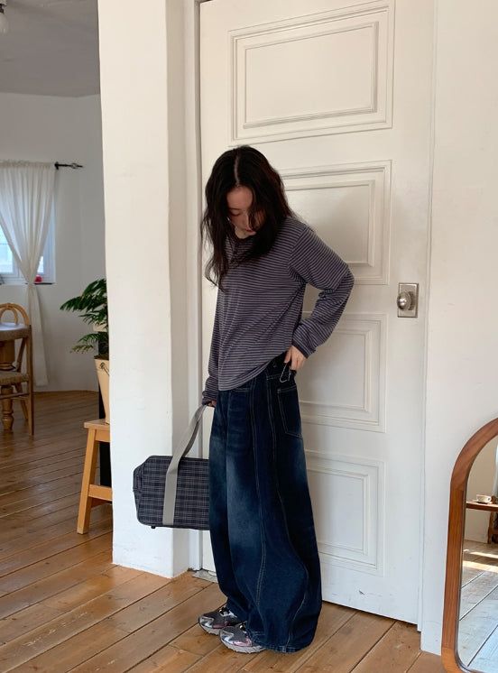 Kepan Lettering Wide Denim Pants