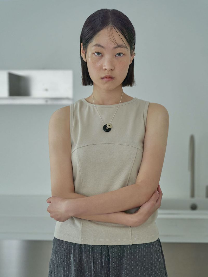COTTON RIB TANK [ BEIGE ]