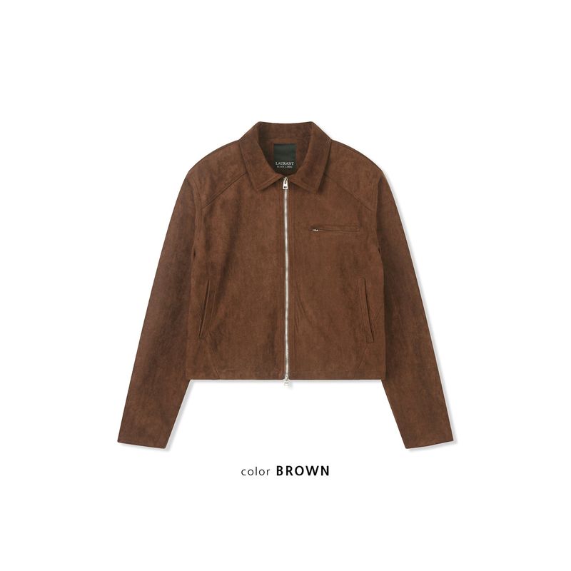 Suede crop biker jacket(Brown)