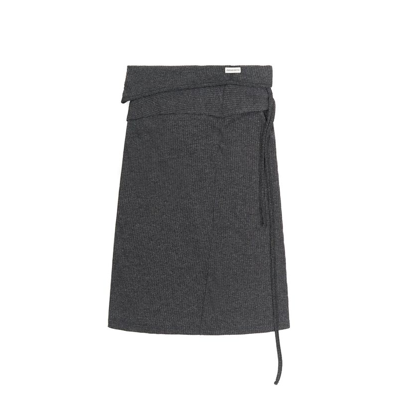 LAYERABLE BUTTON WRAP SKIRT (MELANGE CHARCOAL)