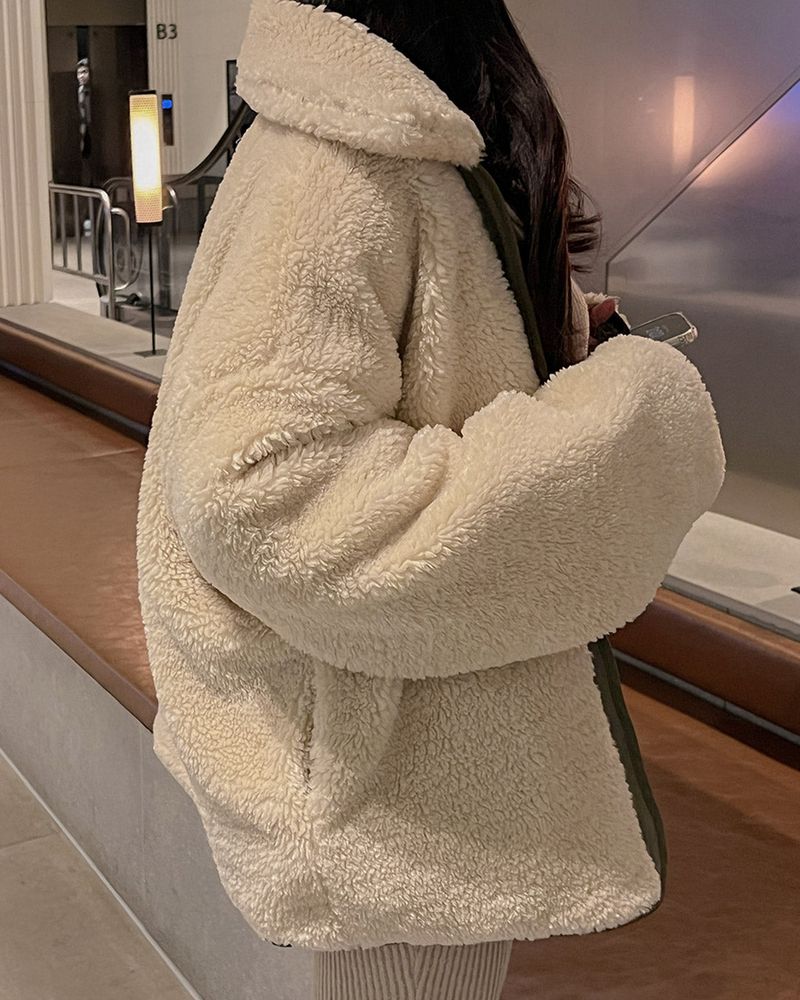 Reversible fur quilted jumper