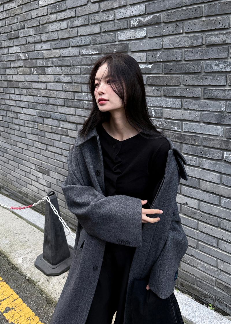 WOOL HIGHNECK LONG COAT