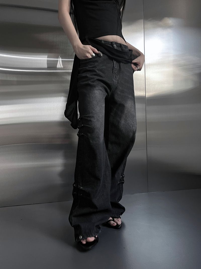 side shirring rivet denim