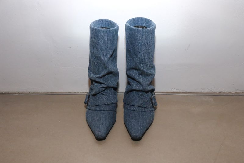 Hug belt boots _Starry blue denim