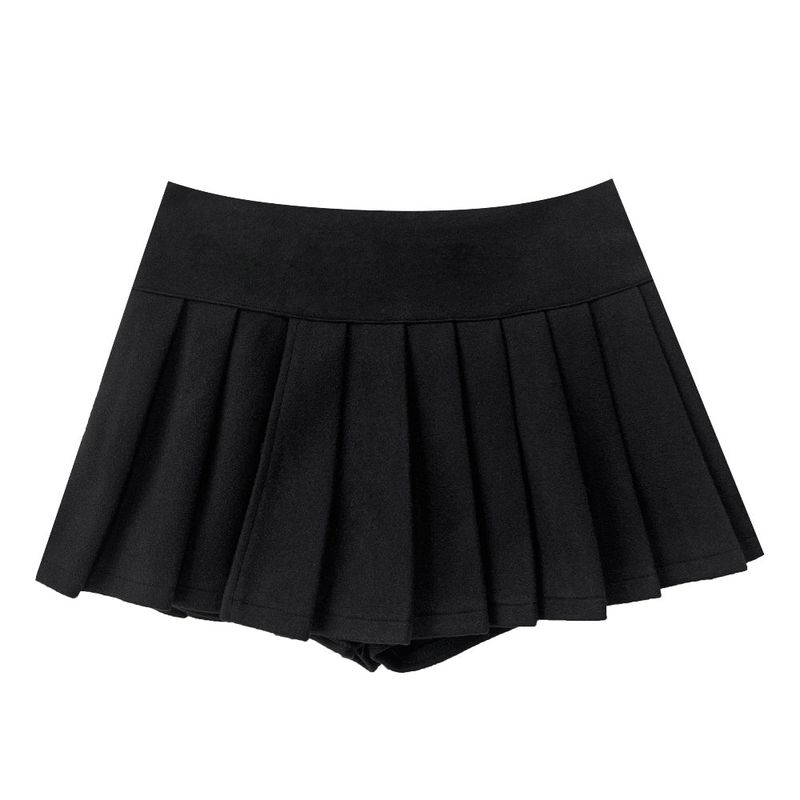 Winter wool short slit pleated mini skirt (2 colors)