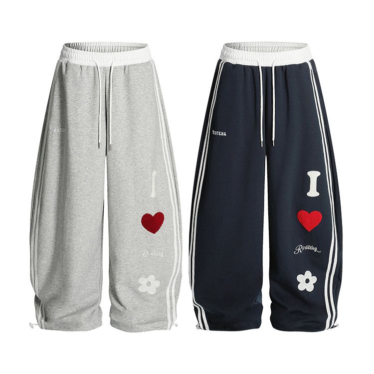 Heart Flower Wide Sweatpants 232425862