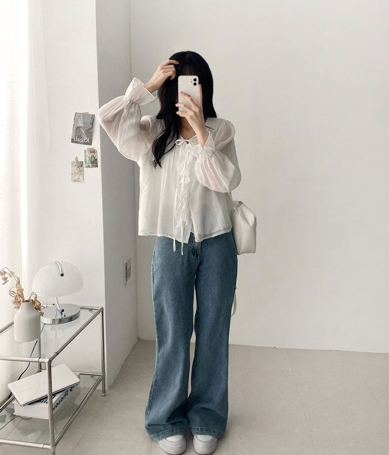 Poen puff string frilled blouse