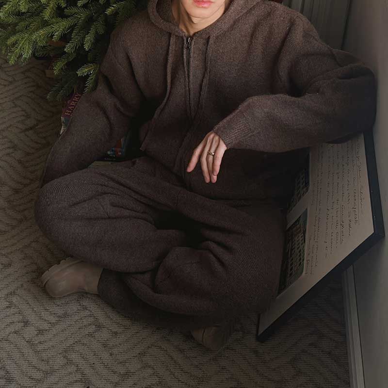 ASCLO Maison Knit Hood Zip Up & Pants (7color)