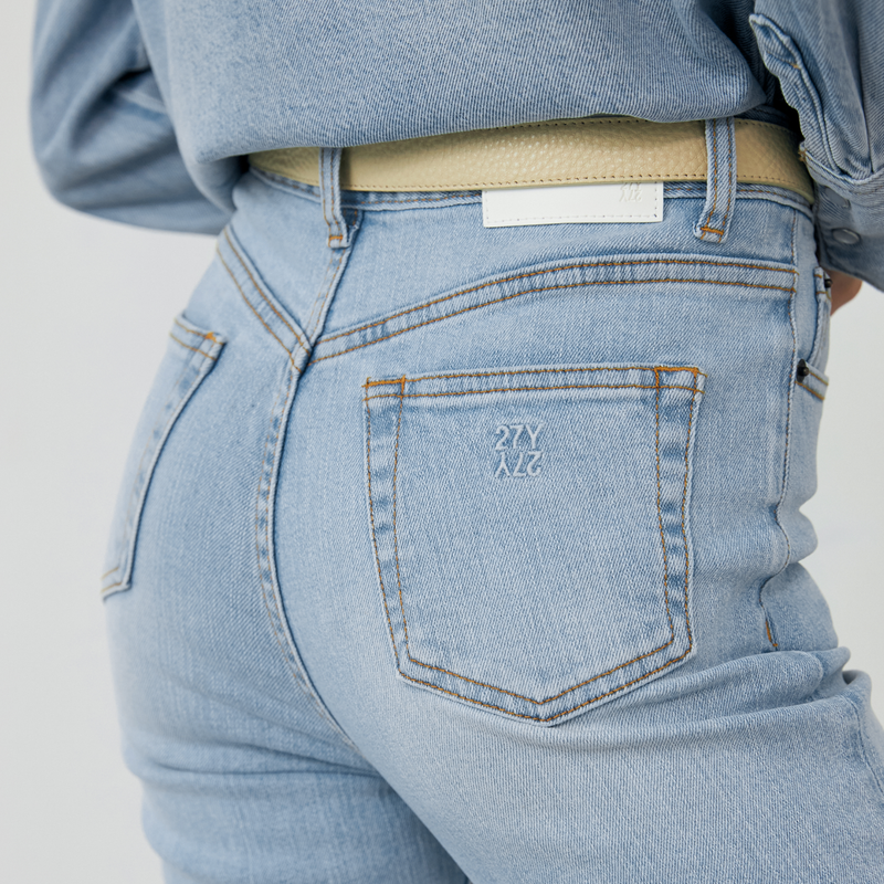 Light blue wide boots cut - D001