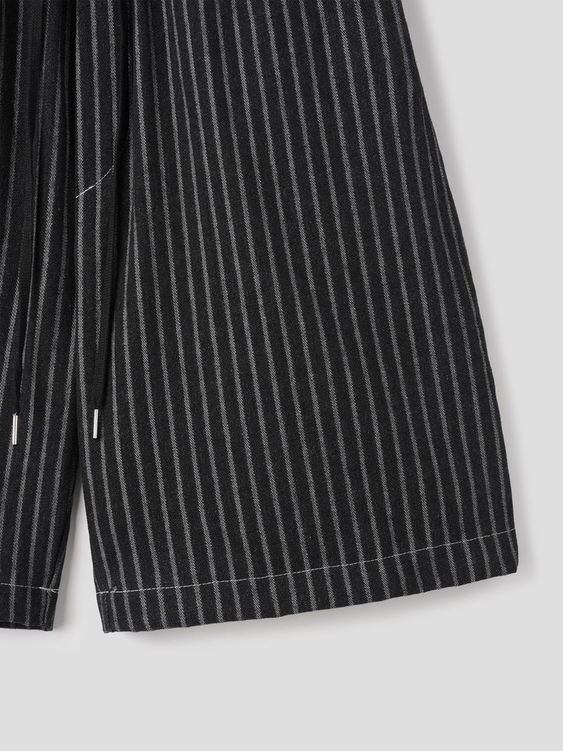 Striped Bermuda Carpenter Denim Wide Pants 2COLOR