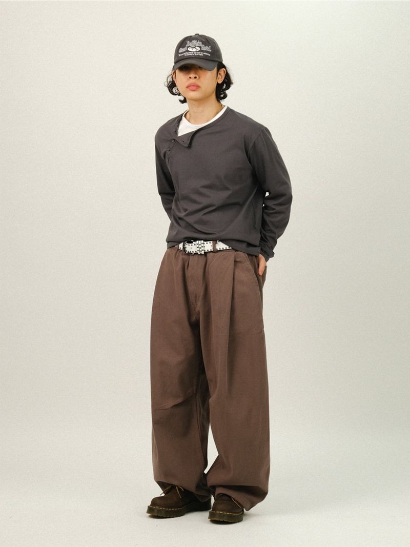 LOOR サイドヘンリーネッククロップロングスリーブ