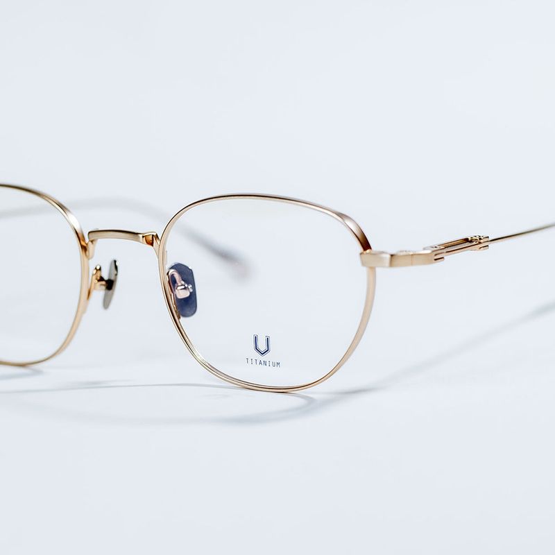 Knouun Round titanium glasses CODE. 102. B Sizzy Gold