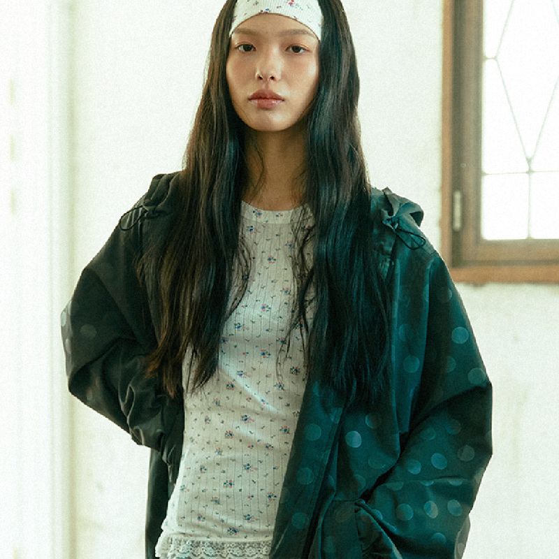 Dot Hoodie Windbreaker (khaki)