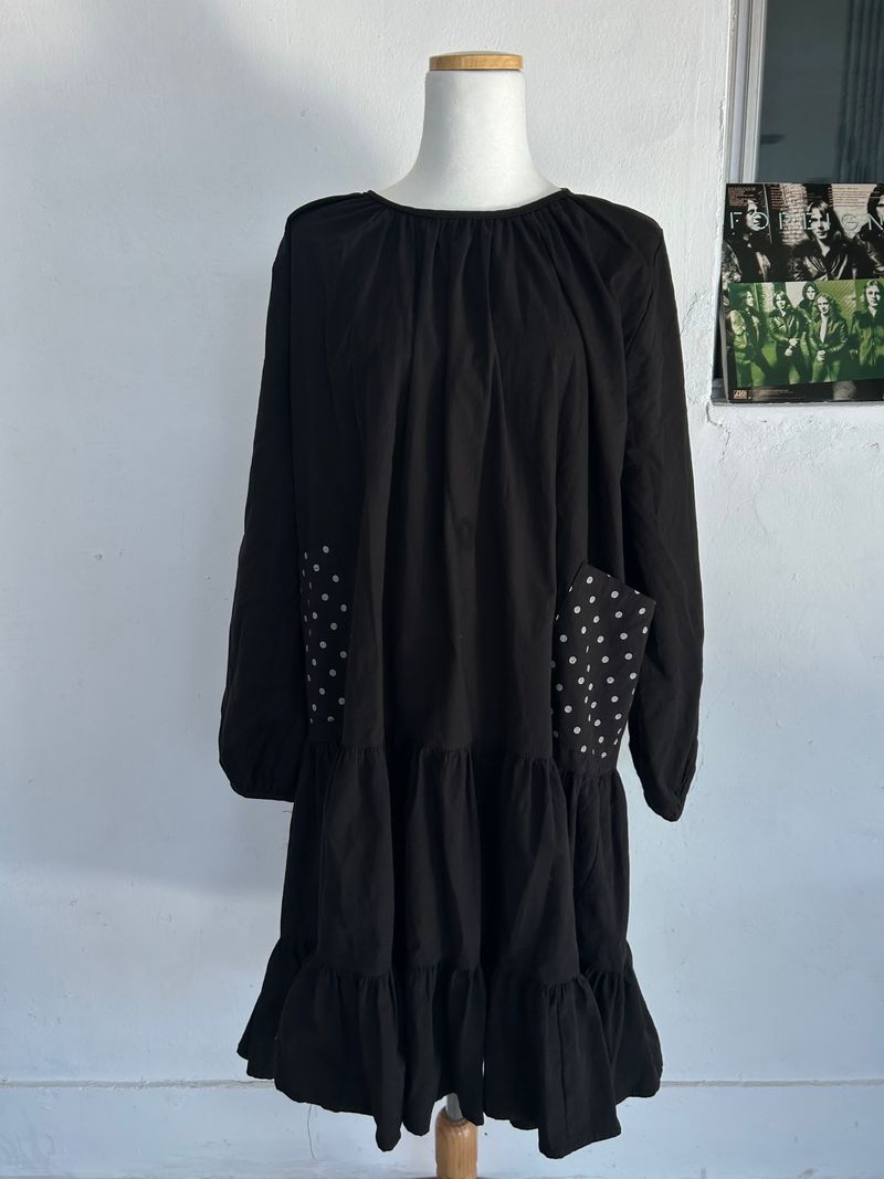 (2color) dot frill dress