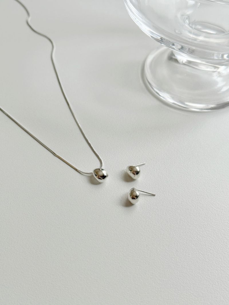 [Silver 925] bold water drop earrings necklace set