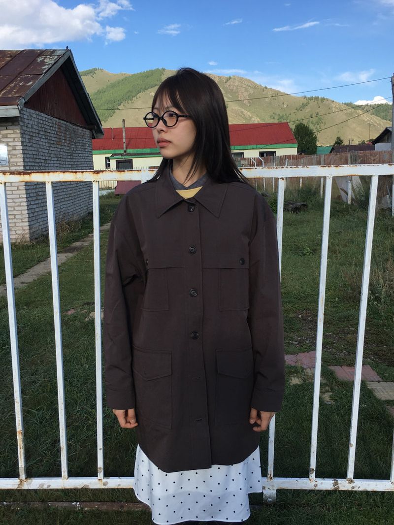 Single collar utility half coat (2color)