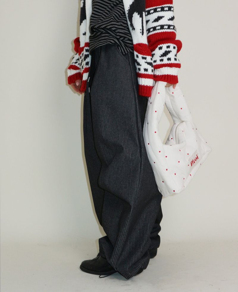 Terry Stripe Banding Carpenter Wide Denim Pants (for all four seasons)