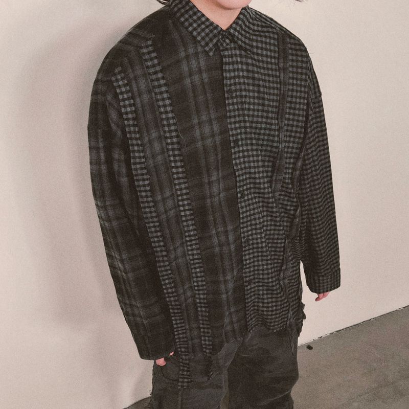 double check deconstructed shirt_black