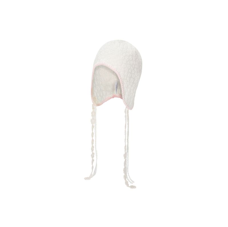 Lace earflap beanie ivory