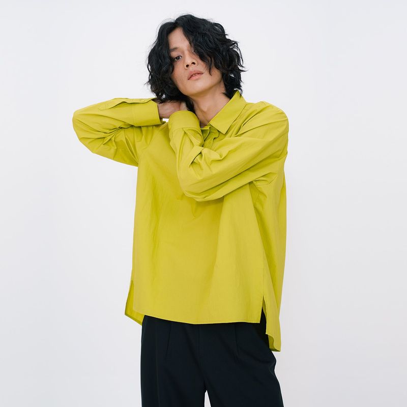 Crinkle Basic Shirts [Lime]