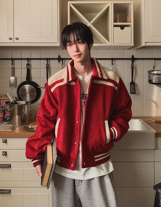 Port Color Matching Varsity Jacket
