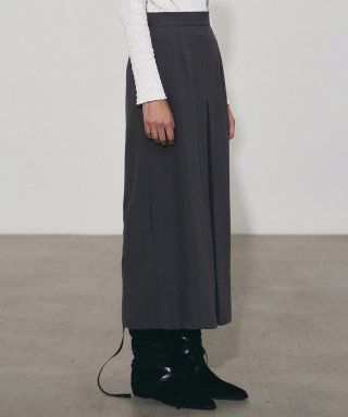 INVERTED BANDING LONG SKIRT_CHARCOAL