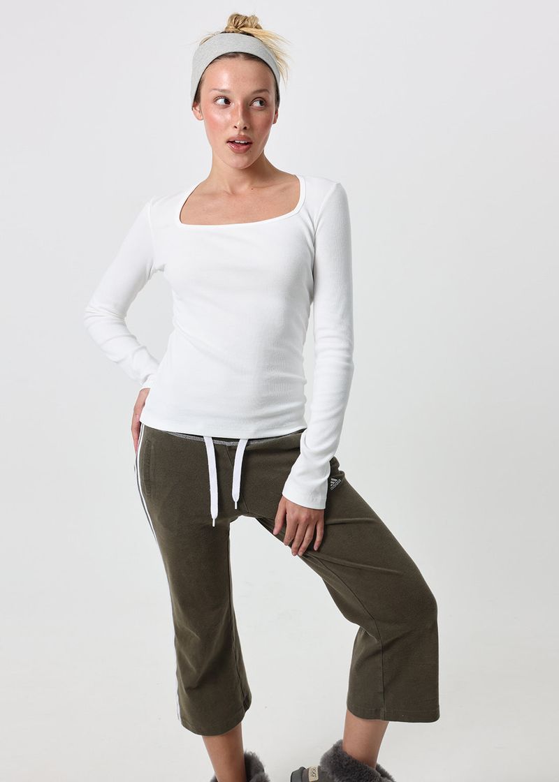 [B-BASIC] Ribbed Square Neck Long Sleeve Tee (2 SIZE)