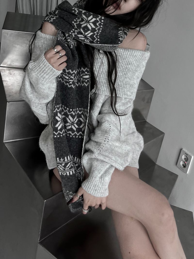 winter jacquard contrast muffler (4color)