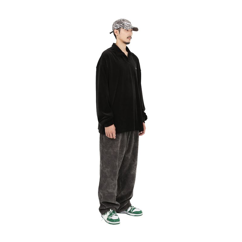 VELVET OPEN RUGBY SHIRTS BLACK