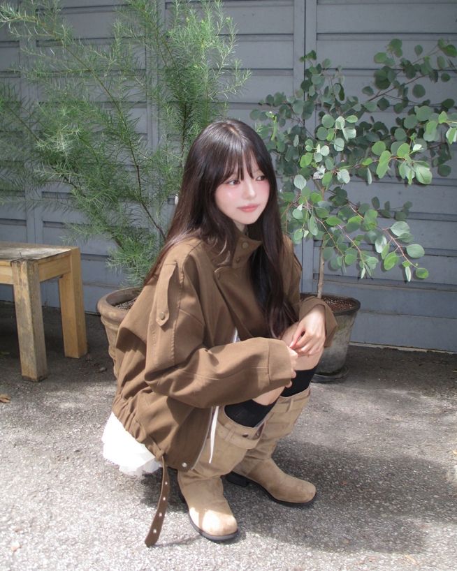 Senan Unbalance High-Neck Belted Jacket