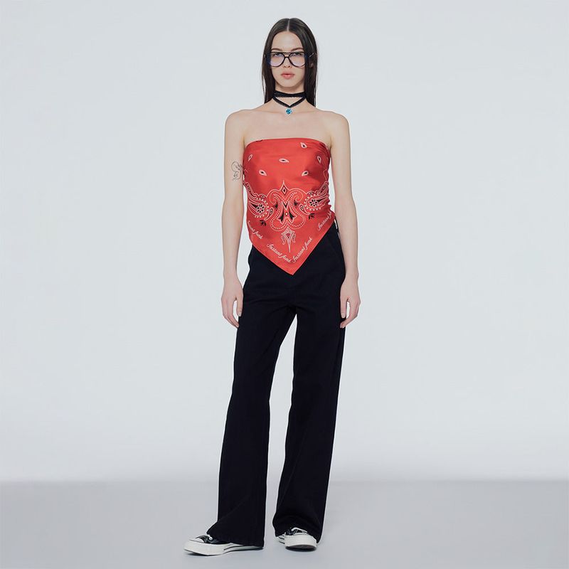 Paisley-print silk scarf top
