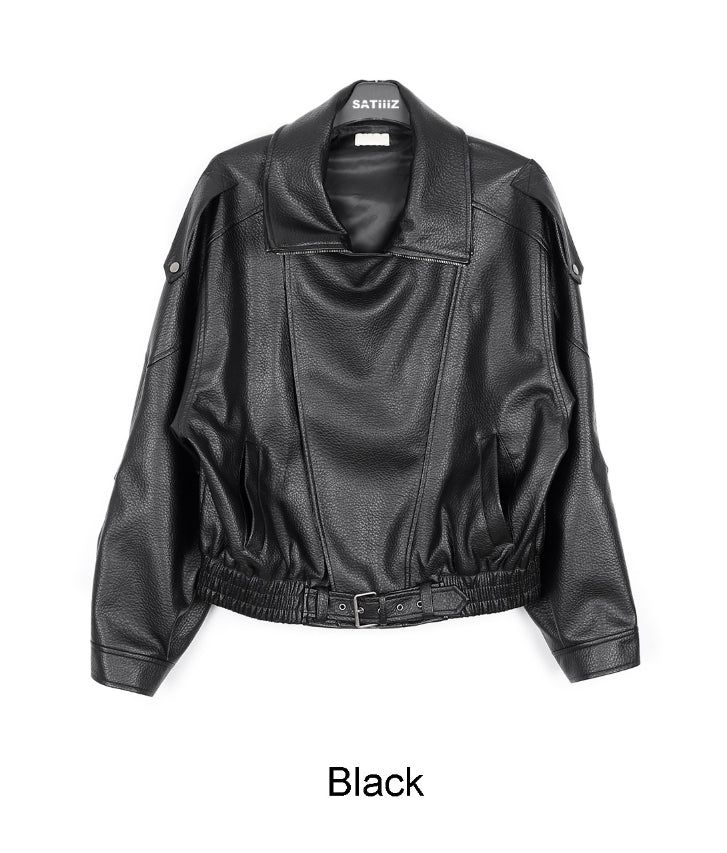 Ferid Double High Neck Leather Jumper