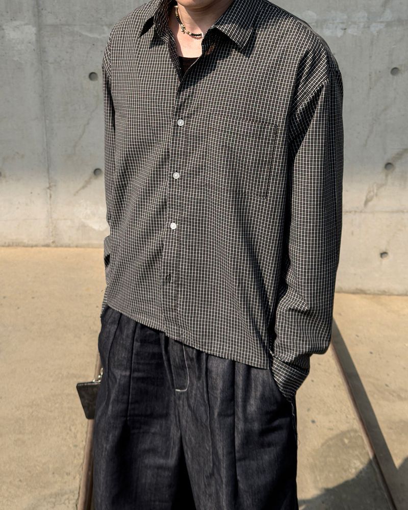 Neric Mini Check Cropped Shirt