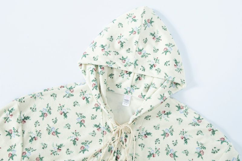 floral terry anorak cream