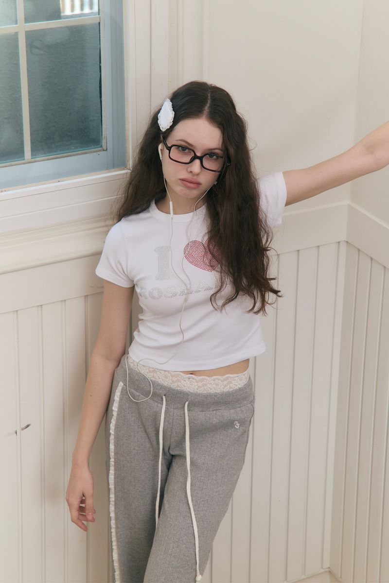 Sweet Dreams Lace Flare Pants (Gray)
