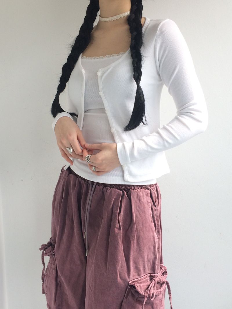 washing ribbon pocket cargo pants