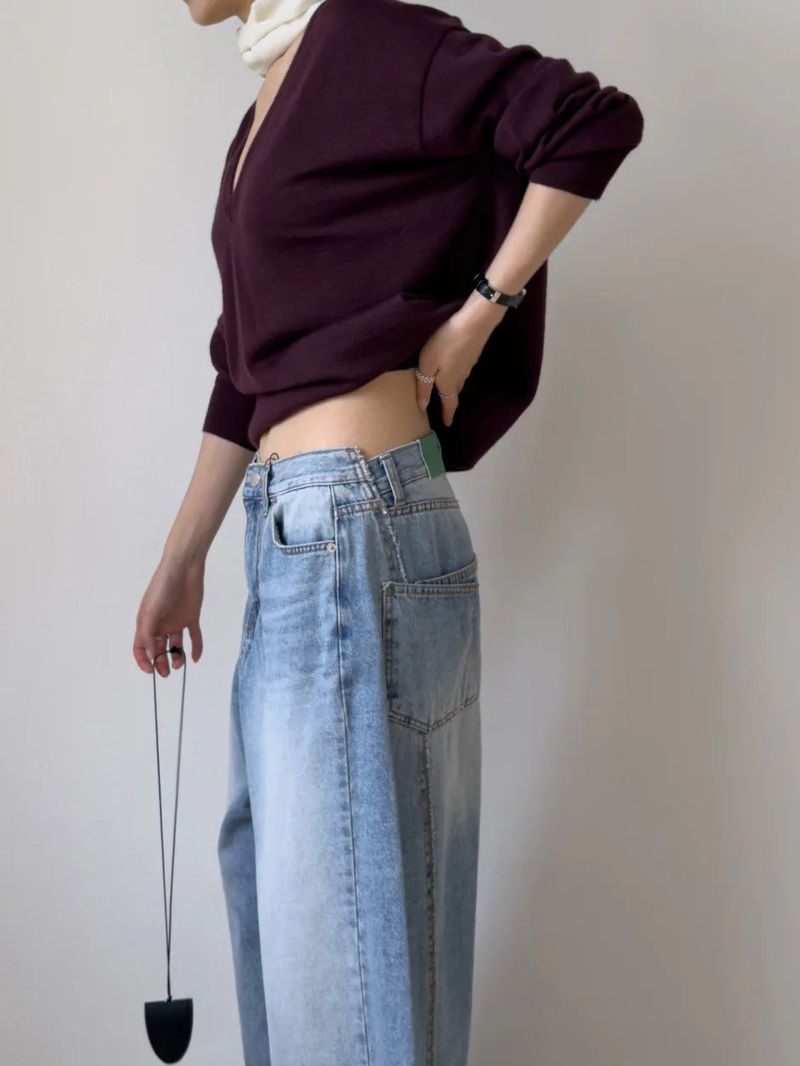 552 Cut-out Wide Denim Pants