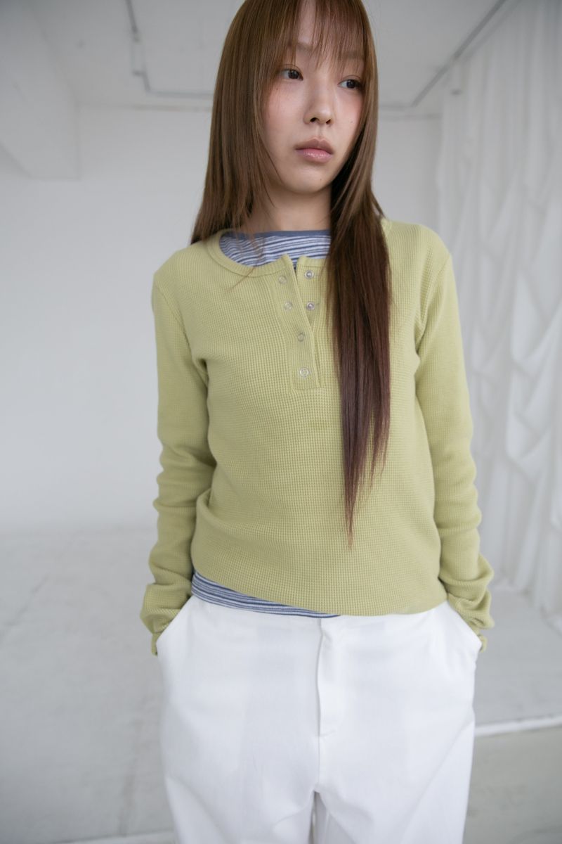 olive waffle snap top(3colors)