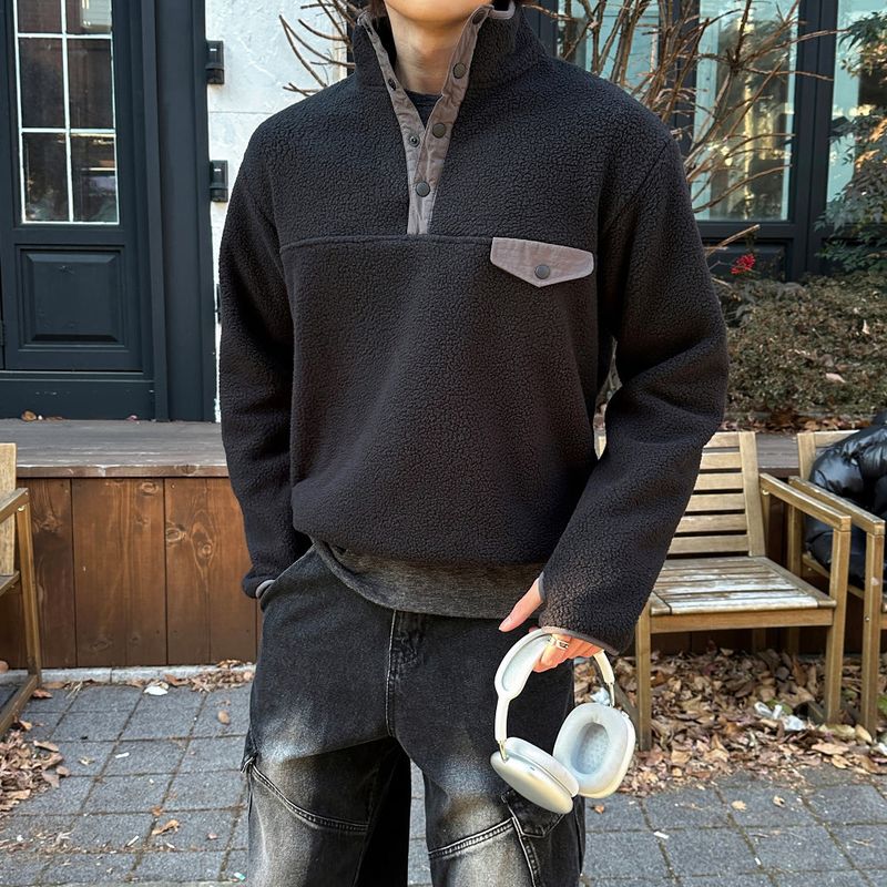 LMN Dumble Fleece Warmer Half-Snap Sweatshirt (3 colors)