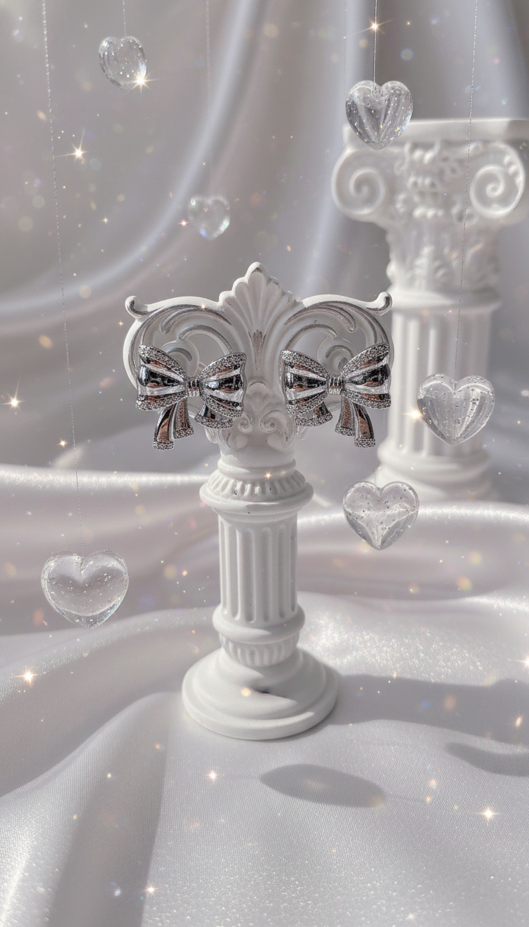 [ILLIT Wonhee Piercing] Puffy Ribbon Piercing - Silver Color