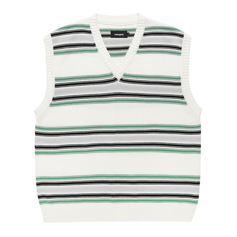 mahagrid（マハグリッド）の「STRIPED KNIT VEST（Tops）」