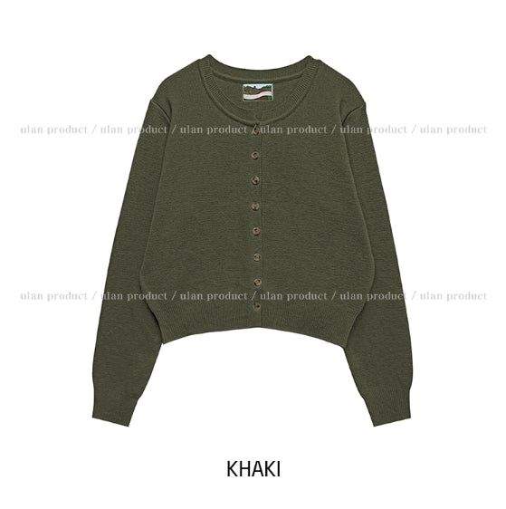 [U-BASIC] ウッディーセミクロップラウンドカーディガン