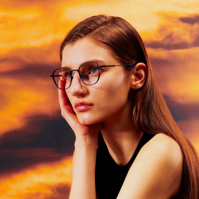 Knouun Round titanium glasses CODE. 102. B Navy