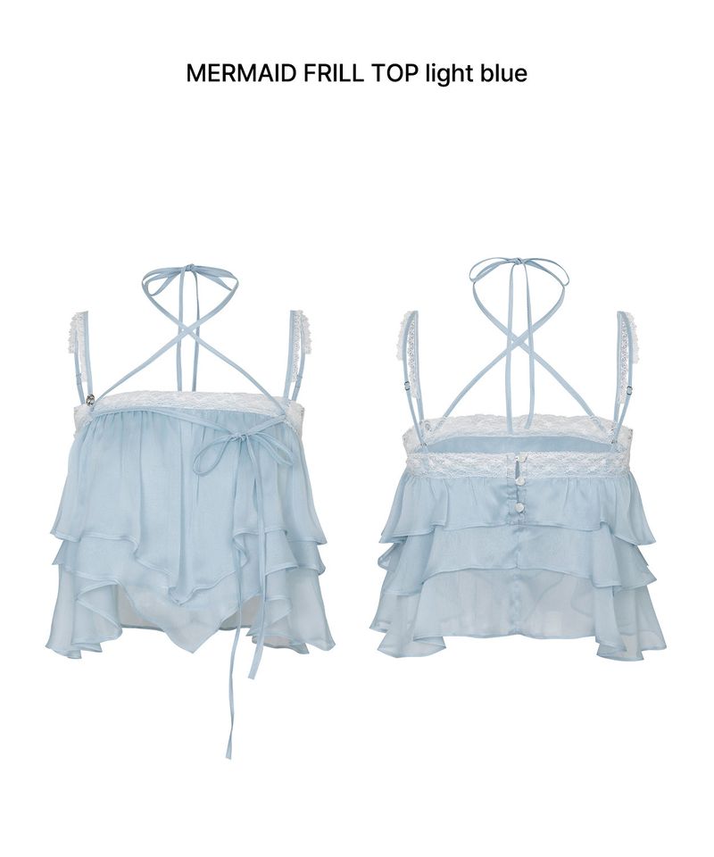 MERMAID FRILL TOP light blue