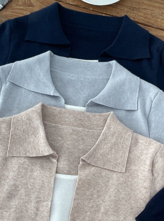 Mez Color Matching Layered Collar Knit